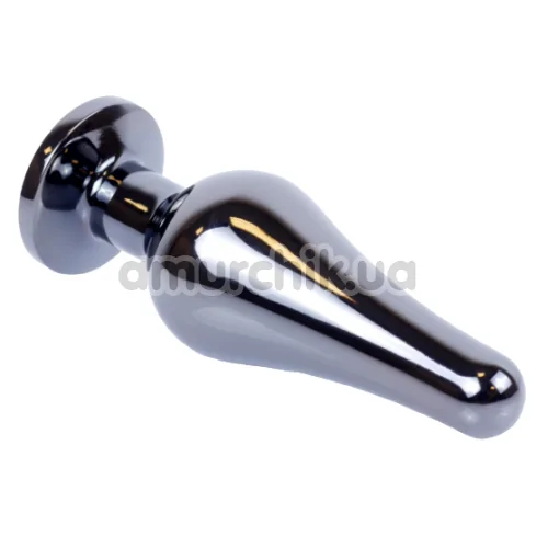 Анальна пробка з прозорим кристалом Boss Series Exclusivity Jewellery Dark Silver Plug, срібна