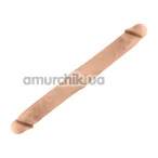 Двокінцевий фалоімітатор Silexd Premium Silicone Dildo Double Dong M, тілесний - Фото №1