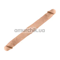Двокінцевий фалоімітатор Silexd Premium Silicone Dildo Double Dong M, тілесний - Фото №1