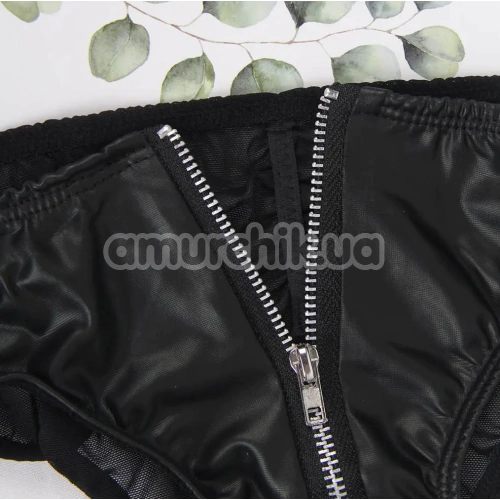 Трусики Star Night Sexy Panties Vinyl And Zip, чорні