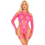 Комплект Leg Avenue Fishnet Garter Harness and Teddy, рожевий: боді + комбінезон - Фото №1