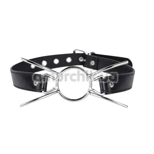 Кляп-кільце DS Fetish Spider Faux Leather, чорний