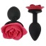 Анальная пробка с красной розой Alume Silicone Rose Plug S, черная - Фото №8