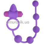 Віброкільце для члена з анальним ланцюжком Easy Toys Triple Pleasure, фіолетове - Фото №1