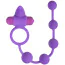 Віброкільце для члена з анальним ланцюжком Easy Toys Triple Pleasure, фіолетове - Фото №1