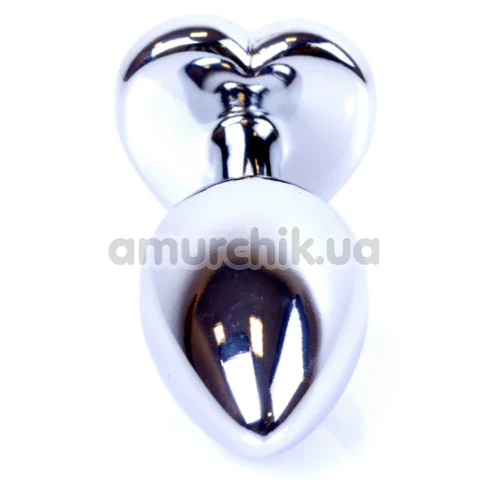 Анальна пробка з чорним кристалом Exclusivity Jewellery Silver Heart Plug, срібна