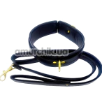 Ошейник с поводком DS Fetish Gold Collar With Leash, черный - Фото №1