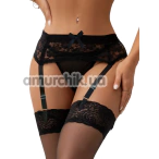 Комплект Star Night Lace Garter Belt, черный: пояс для чулок + трусики-стринги - Фото №1