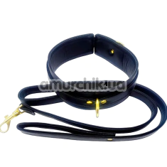 Ошейник с поводком DS Fetish Gold Collar With Leash, черный - Фото №1