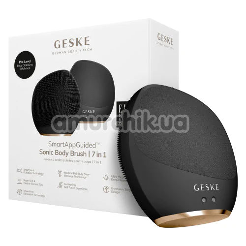 Ультразвуковая щетка для тела Geske Sonic Body Brush 7 in 1, темно-серая
