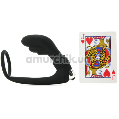 Вибростимулятор простаты с эрекционным кольцом Master Series Prostatic Play Cock Ring Vibrating Prostate, черный