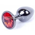 Анальна пробка з червоним кристалом Exclusivity Jewellery Dark Silver Plug, срібна - Фото №1