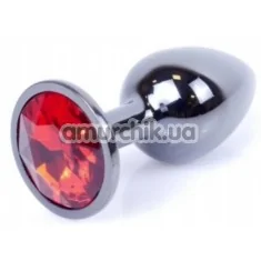 Анальная пробка с красным кристаллом Exclusivity Jewellery Dark Silver Plug, серебряная - Фото №1