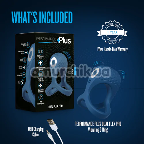Віброкільце для члена Performance Plus Dual Flex Pro, синє