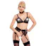 Комплект Abierta Fina Velvet Bra Set черный: бюстгальтер + пояс для чулок + трусики-стринги - Фото №2