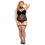 Комплект JSY Sexy Lingerie 8384, чорний: корсет + трусики-стрінги + панчохи - Фото №1