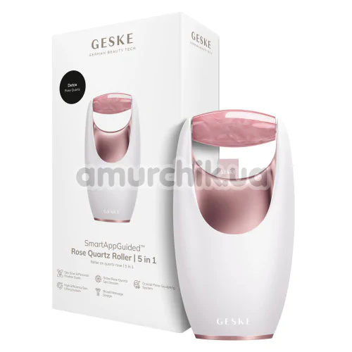 Роликовий масажер для обличчя Geske Rose Quartz Roller 5 in 1, кремовий