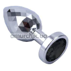 Анальна пробка з чорним кристалом Seamless Butt Plug Starting Medium, срібна - Фото №1