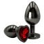 Анальна пробка з червоним кристалом Alume Metal Heart Plug M, чорна - Фото №3