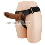 Страпон Pretty Love Harness Briefs Micheal 7.0 Dildo, коричневый - Фото №1