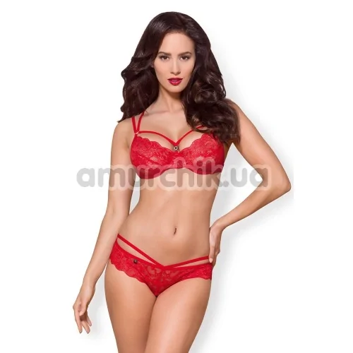 Комплект Obsessive 860-SET-1 красный: бюстгальтер + трусики-стринги - Фото №1