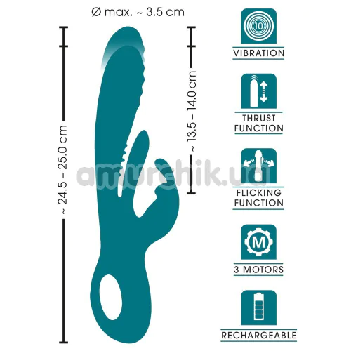 Вибратор Sweet Smile Rabbit Vibrator With Thrust Function And G-Spot Stimulation, бирюзовый