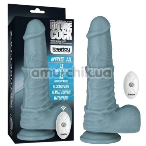 Вібратор з поштовхами Dual-Layered Silicone Nature Cock LV419201, синій