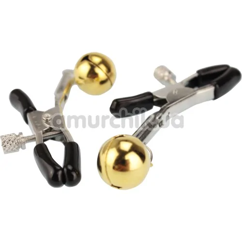 Зажимы для сосков Nipple Golden Bells с колокольчиками, золотые