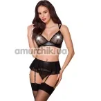Комплект Obsessive 859-SEG-1 черный: бюстгальтер + трусики-стринги + пояс - Фото №1
