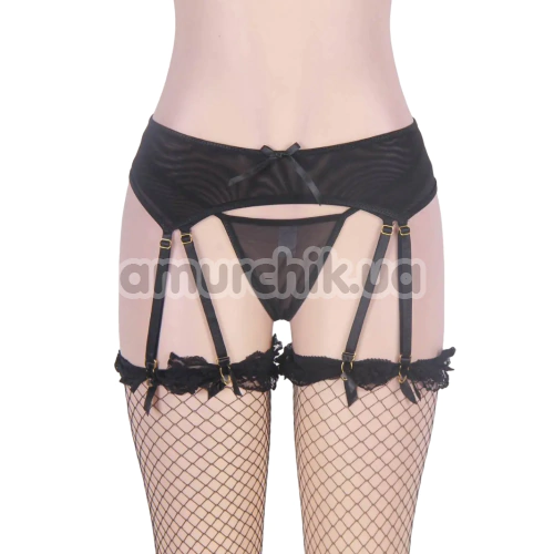 Комплект Star Night Garter Belt, чорний: пояс для панчіх + трусики