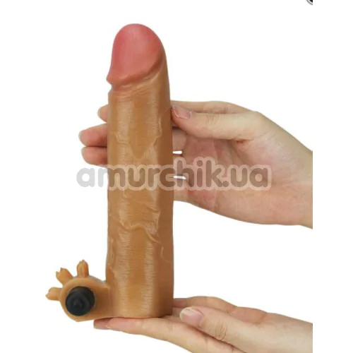 Насадка на пенис с вибрацией Revolutionary Silicone Nature Extender LV414101, коричневая