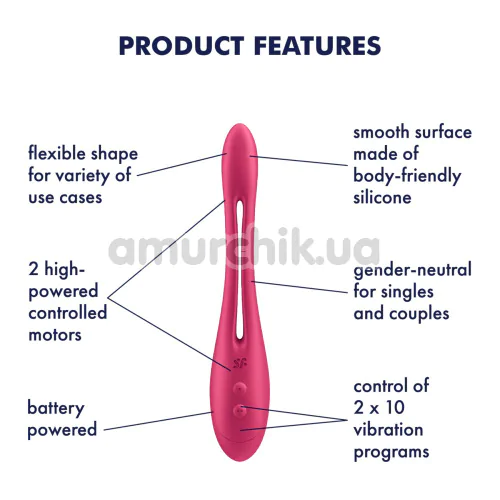Вібратор Satisfyer Elastic Game, Battery Powered, бордовий