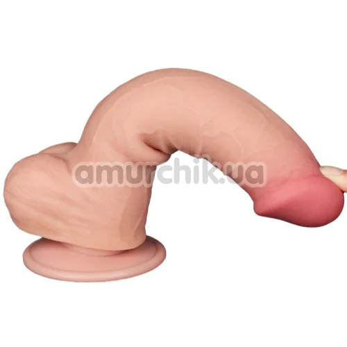 Фалоімітатор Sliding-Skin Dual Layer Dong 8 з маленькою мошонкою, тілесний