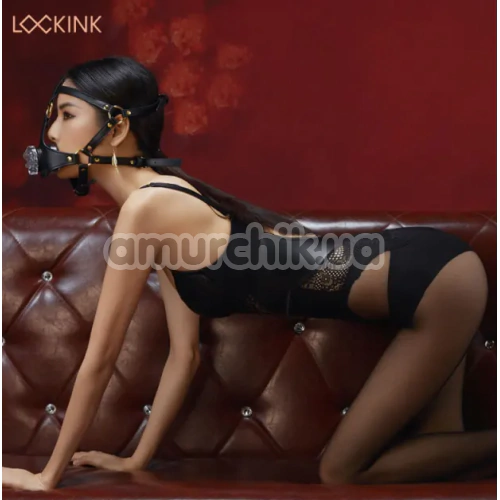 Маска для мінету Lockink Blowjob Head Harness Muzzle for Puppy Play, чорна