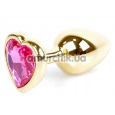 Анальная пробка с ярко-розовым кристаллом Exclusivity Jewellery Gold Heart Plug, золотая - Фото №1