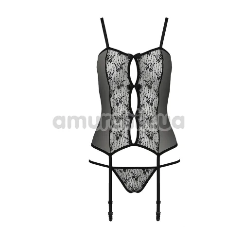 Комплект Passion Gracia Corset, чорний: корсет + трусики-стрінги