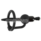 Уретральная вставка с кольцом для головки и вибрацией Penis Plug With A Glans Ring 3.5 & Vibration, черная - Фото №1