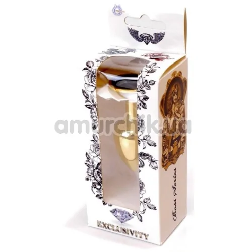 Анальная пробка с черным кристаллом Exclusivity Jewellery Gold Plug, золотая