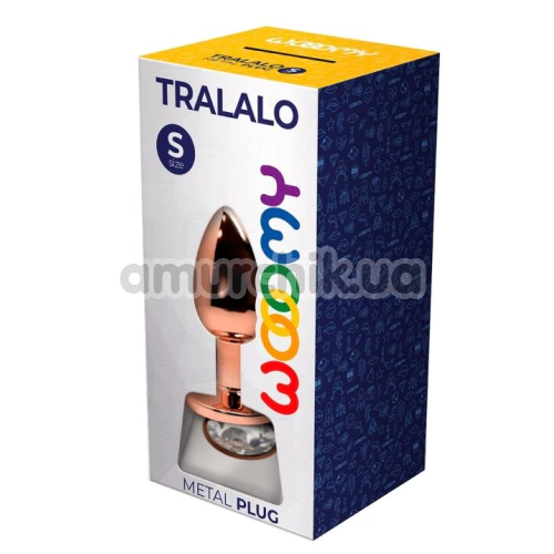 Анальна пробка з прозорим кристалом Wooomy Tralalo Metal Plug M, золота
