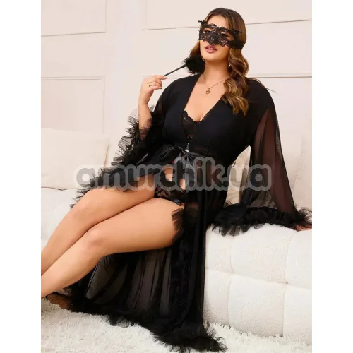 Пеньюар Star Night Sensual Ruffle Night Robe, чорний