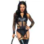 Костюм кішечки Leg Avenue Criminal Kitty Bodysuit Costume, чорний: боді + пояс із підв'язками + пов'язка на голову - Фото №2
