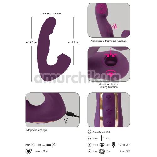 Вібратор з пульсацією Javida 4 Function Vibrator, фіолетовий