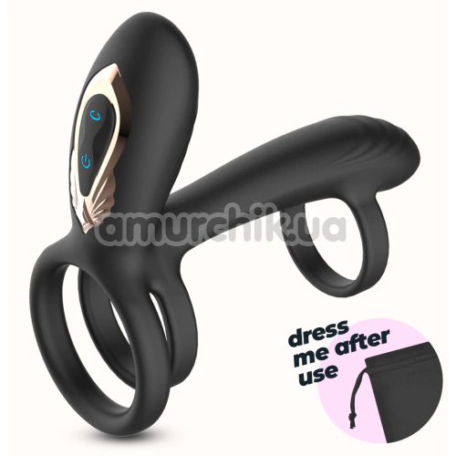 Насадка на пенис с вибрацией и ротацией Crushious Tornado, черная