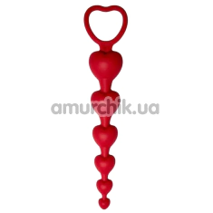 Анальная цепочка Loveshop Silicone Heart Anal Beads, красная - Фото №1