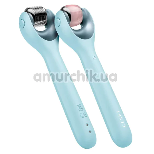 Массажер-роллер для лица с микроиглами Geske MicroNeedle Face Roller 9 in 1, бирюзовый