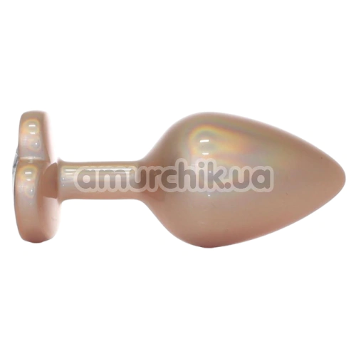 Анальная пробка с прозрачным кристаллом Exclusivity Jewellery Pearl Gold Heart Plug М, золотая