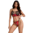 Комплект Star Night Mesh & Rings Set, червоно-чорний: бюстгальтер + трусики-стрінги - Фото №4