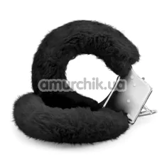 Наручники з чорним хутром Crushious Love Cuffs, срібні - Фото №1