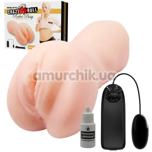 Искусственная вагина с вибрацией Crazy Bull Pocket Pussy Lea, телесная