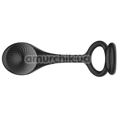 Анальная пробка с вибрацией, ротацией и эрекционным кольцом Nexus Tornado Cock and Ball Ring, черная